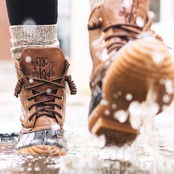 NEW Marleylilly Brown Duck Boots with Custom Interchangeable Tongues — SZ 8 - Picture 12 of 12